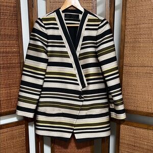 Jenni Kayne Striped Black and Yellow Blazer Size Small